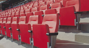 Skai® artificial leather in red and violet in stadiums