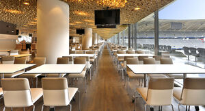 Chairs with skai® artificial leather in gold in a restaurant