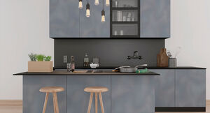 Furniture foil in gray & silver for kitchen furniture
