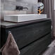 Schubladenfront mit Möbelfolie in schwarz & anthrazit (Badezimmer)