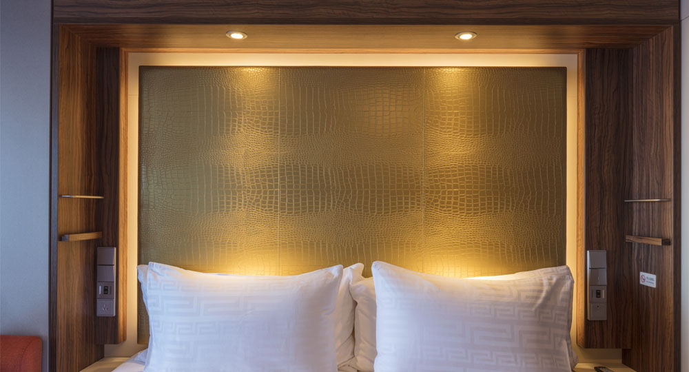 Artificial leather from skai<sup>®</sup> in metallic for bed headboards