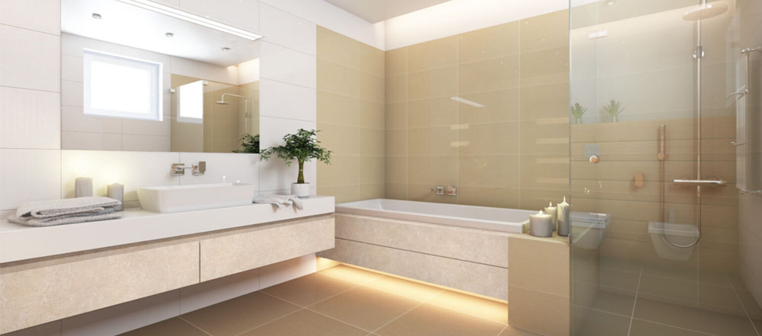 Muebles de baño con papel para muebles skai® con aspecto de hormigón y piedra