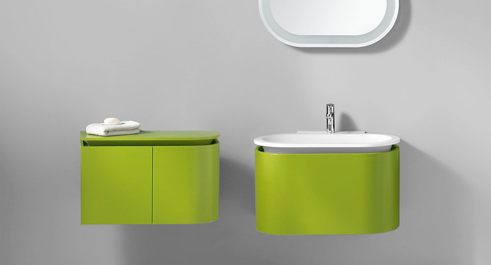 Möbelfolie in grün & olive für Badezimmermöbel