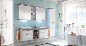 Пленка белого и светло-бежевого цветов для мебели ванной комнаты